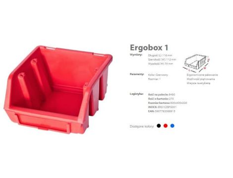 PATROL ERGOBOX 1 CZERWONY, 116 x 112 x 75mm