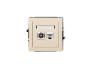 DECO Mechanizm gniazda antenowego poj. typu F (SAT) + gniazda komp. poj. 1xRJ45, kat. 6 ekranowane, 8-stykowy beżowy 1DGFK-5