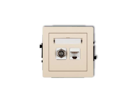 DECO Mechanizm gniazda antenowego poj. typu F (SAT) + gniazda komp. poj. 1xRJ45, kat. 6 ekranowane, 8-stykowy beżowy 1DGFK-5