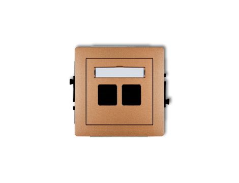 DECO Mechanizm gniazda multimedialnego podwójnego bez modułu (standard Keystone) złoty metalik 8DGM-2P