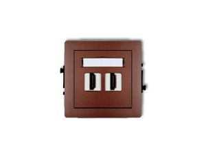 DECO Mechanizm gniazda podwójnego HDMI 2.0 brązowy metalik 9DHDMI-4