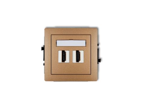 DECO Mechanizm gniazda podwójnego HDMI 2.0 złoty metalik 8DHDMI-4