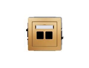DECO Mechanizm gniazda multimedialnego podwójnego bez modułu (standard Keystone) złoty 29DGM-2P