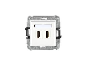 MINI Mechanizm gniazda podwójnego HDMI 2.0 biały MHDMI-4