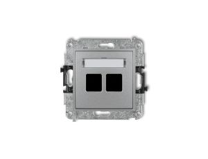 MINI Mechanizm gniazda multimedialnego podwójnego bez modułu (standard Keystone) srebrny metalik 7MGM-2P