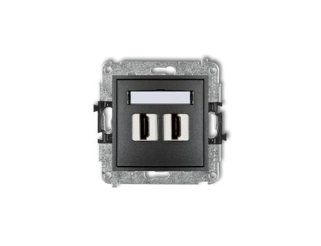 MINI Mechanizm gniazda podwójnego HDMI 2.0 grafitowy 11MHDMI-4