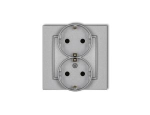 MINI Gniazdo podwójne z uziemieniem SCHUKO 2x(2P+Z) (przesłony torów prądowych) srebrny metalik 7MGP-2sp