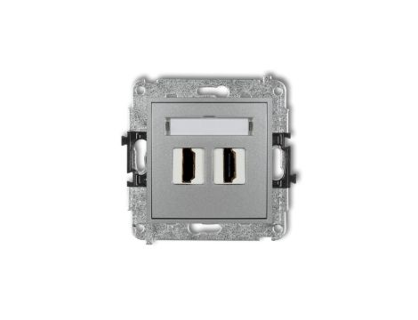 MINI Mechanizm gniazda podwójnego HDMI 2.0 srebrny metalik 7MHDMI-4