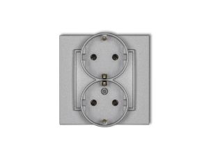 MINI Gniazdo podwójne z uziemieniem SCHUKO 2x(2P+Z) (bez przesłon torów prądowych) srebrny metalik 7MGP-2s