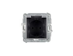 MINI Mechanizm gniazda bryzgoszczelnego z uziemieniem SCHUKO 2P+Z (klapka dymna, przesłony torów prądowych) srebrny metalik 7MGP