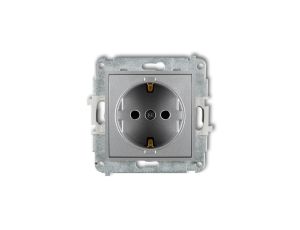 MINI Mechanizm gniazda pojedynczego z uziemieniem SCHUKO 2P+Z (przesłony torów prądowych) srebrny metalik 7MGP-1sp