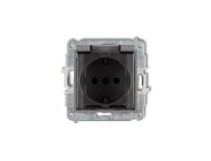 MINI Mechanizm gniazda bryzgoszczelnego z uziemieniem SCHUKO 2P+Z (klapka dymna, przesłony torów prądowych) szary mat 27MGPB-1sd