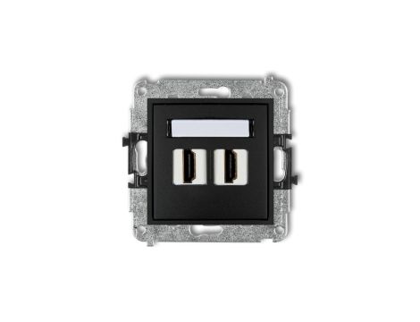 MINI Mechanizm gniazda podwójnego HDMI 2.0 czarny mat 12MHDMI-4