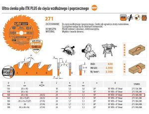 PIŁA UNIWERSALNA ITK D=160 F=20 Z=24 K=1,7/1,1 ULTRACIENKA