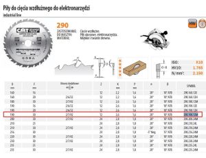 PIŁA HM 190x30x2,6/1,8 Z=12 CIĘCIE WZDŁUŻNE