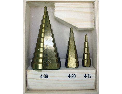 WIERTŁO STOPNIOWE KOMPLET 3szt. /4-39mm