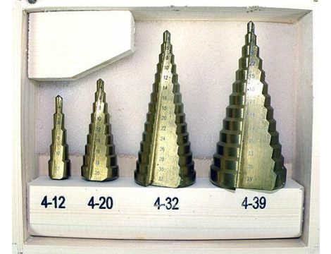 WIERTŁO STOPNIOWE KOMPLET 4szt. /4-39mm