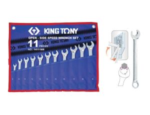 KING TONY ZESTAW KLUCZY PŁASKO-OCZKOWYCH 8-19mm Z GRZECHOTKĄ W CZĘŚCI PŁASKIEJ/11szt.