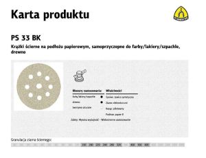 KLINGSPOR KRĄŻEK ŚCIERNY SAMOPRZYCZEPNY 225mm PS33BK gr.220 GLS38 /50szt.