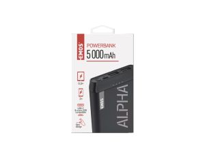 Powerbank EMOS ALPHA 5000 mAh czarny, microUSB + USB C, slim B0521B