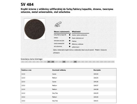 KLINGSPOR KRĄŻEK ŚCIERNY Z WŁÓKNINY 125mm SV484 P280