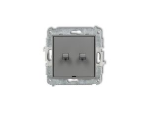 MINI Mechanizm łącznika jednobiegunowego ze schodowym w stylu amerykańskim (dwa klawisze bez piktogramów, osobne zasilanie) szar