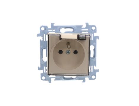 Simon 10 Gniazdo pojedyncze IP44 z uszczelką klapka w kolorze transparentnym kremowy 16A, szybkozłącza, CGZ1BC.01/41A