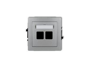DECO Mechanizm gniazda komputerowego podwójnego bez modułu srebrny metalik 7DGM-2p PT-GN-DE-80-07-ND-00