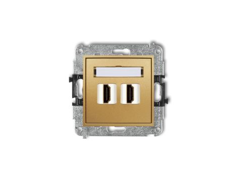 MINI Mechanizm gniazda podwójnego HDMI 2.0 złoty 29MHDMI-4