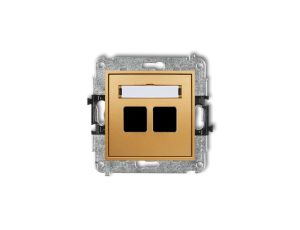 MINI Mechanizm gniazda multimedialnego podwójnego bez modułu (standard Keystone) złoty 29MGM-2P