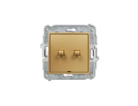 MINI Mechanizm łącznika jednobiegunowego ze schodowym w stylu amerykańskim (dwa klawisze bez piktogramów, wspólne zasilanie) zło