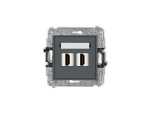 MINI Mechanizm gniazda podwójnego HDMI 2.0 grafitowy mat 28MHDMI-4