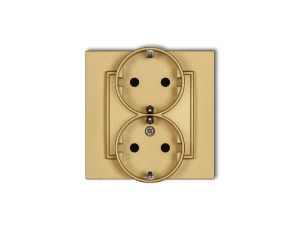 MINI Gniazdo podwójne z uziemieniem SCHUKO 2x(2P+Z) (przesłony torów prądowych) złoty 29MGP-2sp