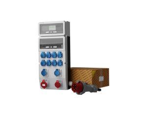 Rozdzielnica budowlana eXT-S/FI 32A 16A kempingowe 2x16A 8x230V + licznik 3 fazowy z kablem SKH Schuko 2353