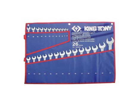 KING TONY ZESTAW KLUCZY PŁASKO-OCZKOWYCH 6-32mm 26szt. ETUI
