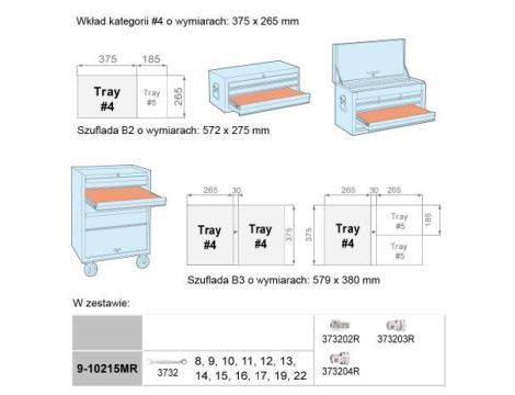 KING TONY WKŁAD DO WÓZKA KLUCZE Z GRZECHOTKĄ 12cz. 8-22mm - 2
