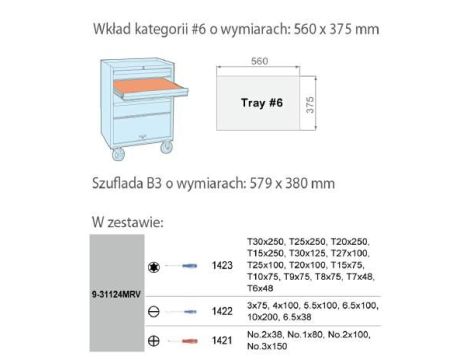 KING TONY WKŁAD DO WÓZKA WKRĘTAKI 24cz.. - 2