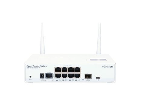 Switch 8x RJ45 1000Mb/s, 1x SFP, 2,4GHz WiFi MikroTik CRS109-8G-1S-2HnD-IN