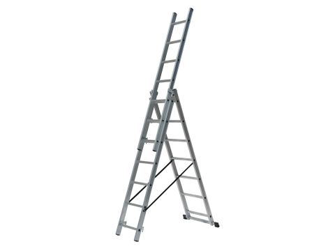 AWTOOLS DRABINA ALUMINIOWA   3x7 STOPNI 150KG ADAPATACJA NA SCHODY - 3