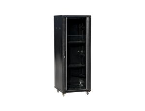 Szafa teleinformatyczna rack 19 cali 36U 600x600, drzwi szklane, kolor czarny FLAT PACK