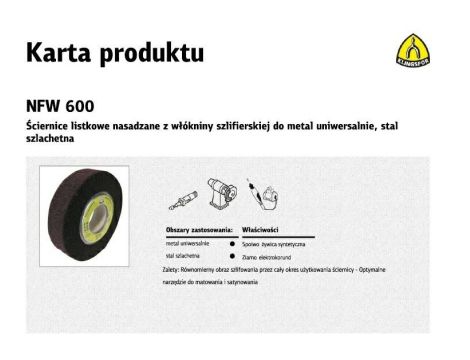 KLINGSPOR ŚCIERNICA WŁÓKNINA NASADZANA NFW600 165mm x 50mm x 43mm FINE