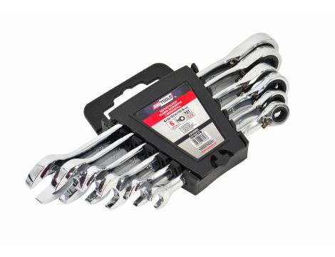 AWTOOLS KLUCZE PŁASKO-OCZKOWE Z GRZECHOTKĄ KOMPLET 6 szt. 8-19mm Z PRZEŁĄCZNIKIEM - 2