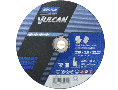 NORTON TARCZA VULCAN DO METALU 230 x 2.0 x 22.2mm-T41 A30S
