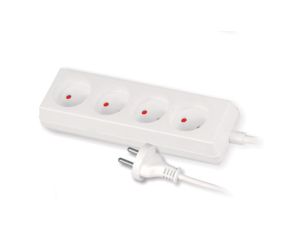 Przedłużacz 4-gniazda b/u 10A 3m /OMY 2x1/ biały PS-460