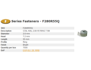 BOSTITCH GWOŹDZIE F 2,80 x 55mm RING 7500szt. F280R50Q
