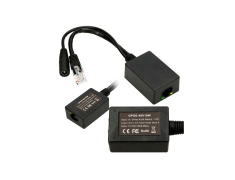 Inwerter PoE Wejście 1x 1000Mb/s RJ45/Jack 10-30V, Wyjście 48V Extralink 1 Portowy