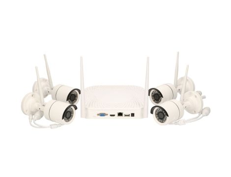 Bezprzewodowy Zestaw do Monitoringu 4CH WiFi NVR + 4x WiFi Full HD Kamera IP66 Extralink Extra-Vision V1004