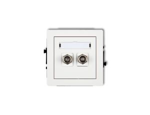 DECO Mechanizm gniazda antenowego podwójnego typu F (SAT) pozłacany, biały mat 25DGF-2.1