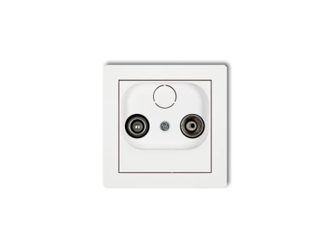 DECO Mechanizm gniazda abonenckiego RTV przelotowego 15dB, biały mat 25DG15P