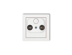 DECO Mechanizm gniazda abonenckiego RTV przelotowego 12dB, biały mat 25DG12P